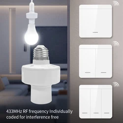 Led Bulb Holder E27 E26 Lamp Base Socket with Remote Control RF 433Mhz Light Switch AC85-265V 1/2/3 Gang Wireless Led Switch