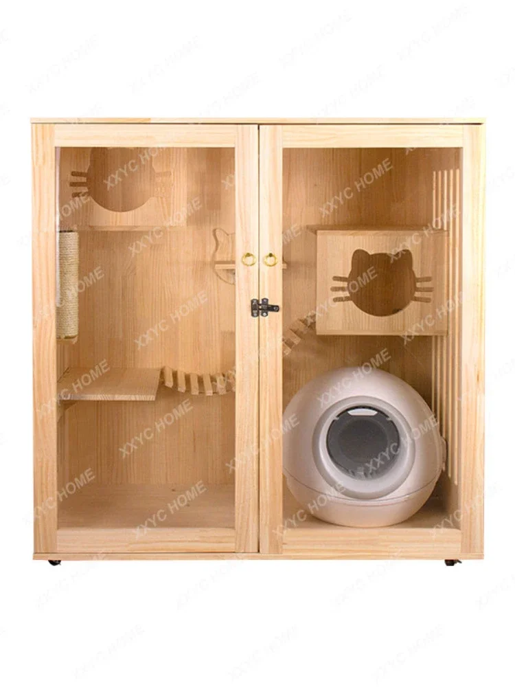 

Solid Wood Cat Cabinet Villa Home Pet Shop Cattery Indoor Cat Nest House Super Large Small Cage Breeding Cabinet