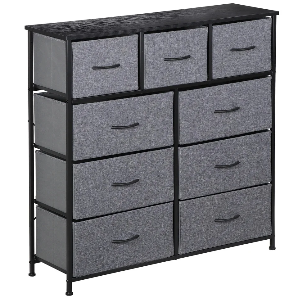 9 Drawer Dresser Chest of Drawers with Fabric Bin Storage Tower for Bedroom