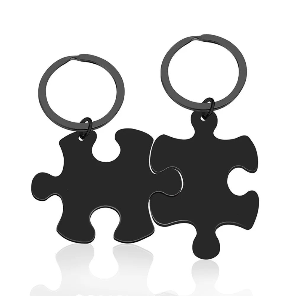 1 Paar personalisierte Puzzle-Schlüsselanhänger aus Edelstahl, kreativer Schlüsselanhänger, Schmuck für Bruder, Schwestern, Paare, Jahrestagsgeschenk – Detail 8