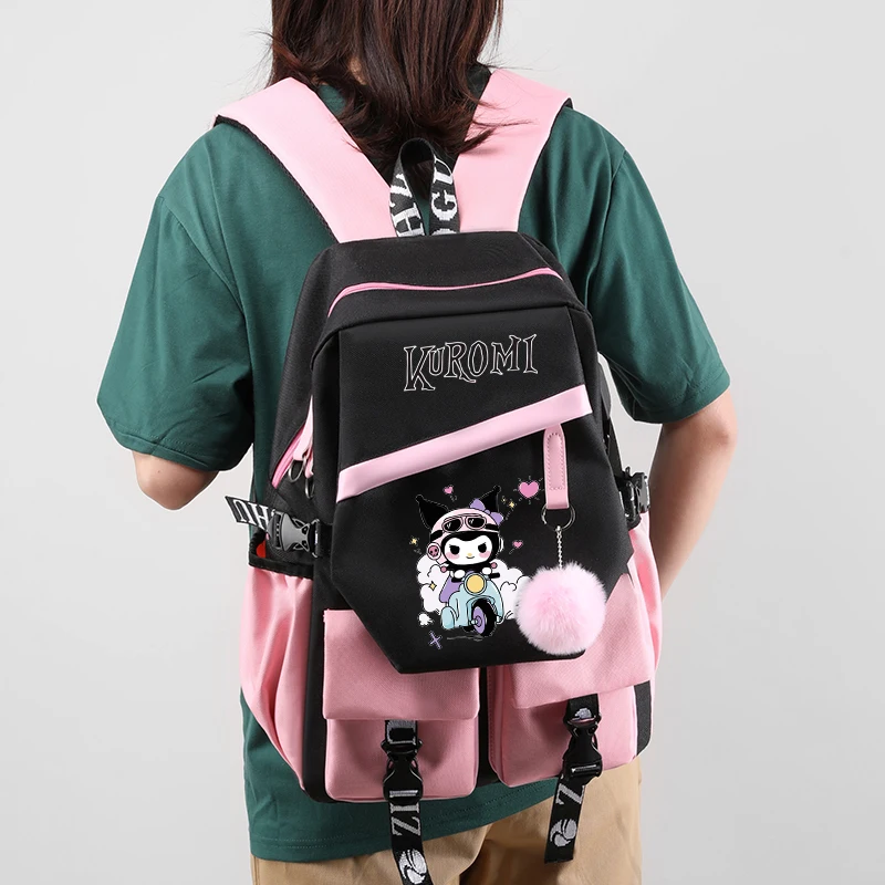 Anime Sanrio Kuromi plecak dziewczyna chłopiec plecak studencki nastolatek płótno szkolne kobiety plecak rekreacyjny Kid Cartoon tornister Mochilas