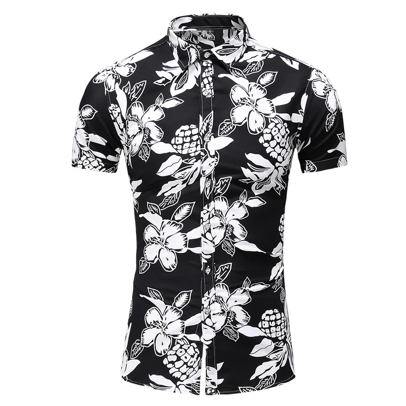 Summer New Arrival Shirts Men Fashion Flower Print Short Sleeve Hawaiian Shirt Male Casual Flower Slim Fit Beach Shirts Plus 7XL