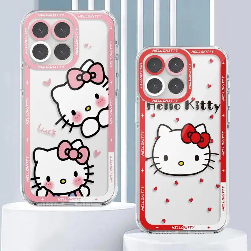 Angel Eye Case For Huawei Honor X8a 4G X8 5G 90 Lite X9a Clear Phone Cover Funda Silicone Bumper Sanrio Ins Hello Kitty Pink