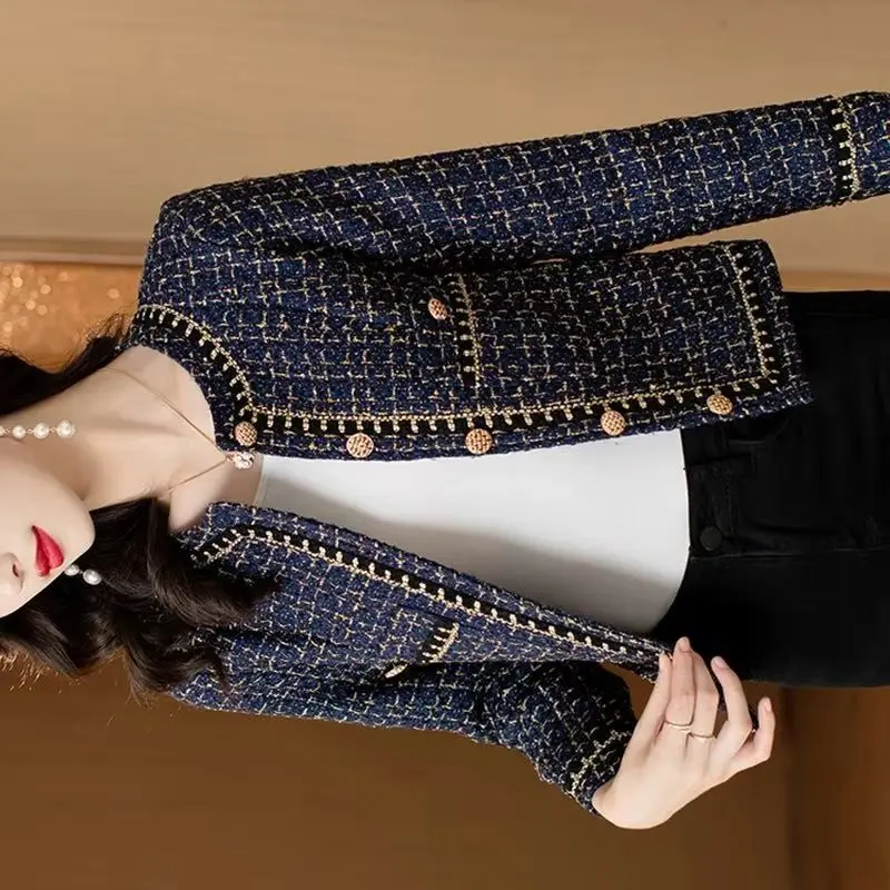 Women's Woolen Coat Small Fragrant Style Webbing Coarse Woolen Coat 2026 Autumn Winter New Temperament Short Top Outerwear