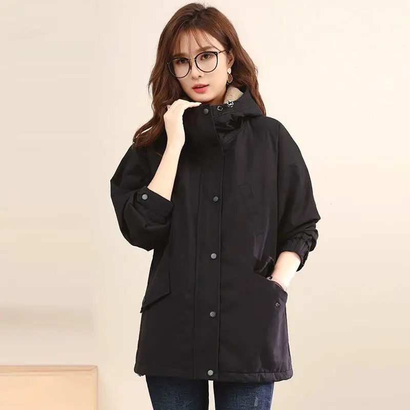 

Женские парки средней длины с капюшоном, теплая верхняя одежда, зимнее женское бархатное пальто, корейская женская ветровка большого размера, куртка TT77