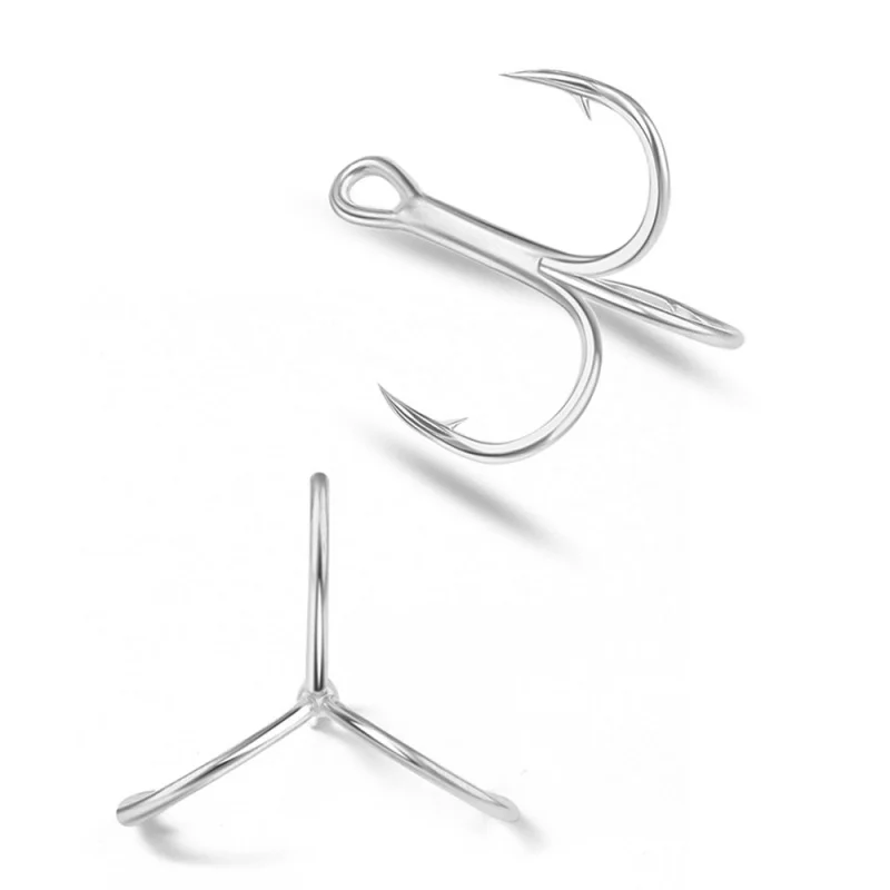 15 Anzuelos de Pesca Reforzados con Ranura para Sangre, Tipo Barbed, para Agua Salada y Dulce, con Triple Anclaje, Ideales para la Pesca Deportiva