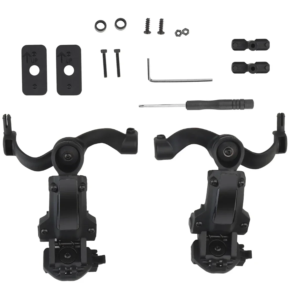 Shooting Headset Bracket Kit Multi-angle Rotation Helmet Rail Adapter Fit OPS Core ARC and Team Rail Headphone Mount
