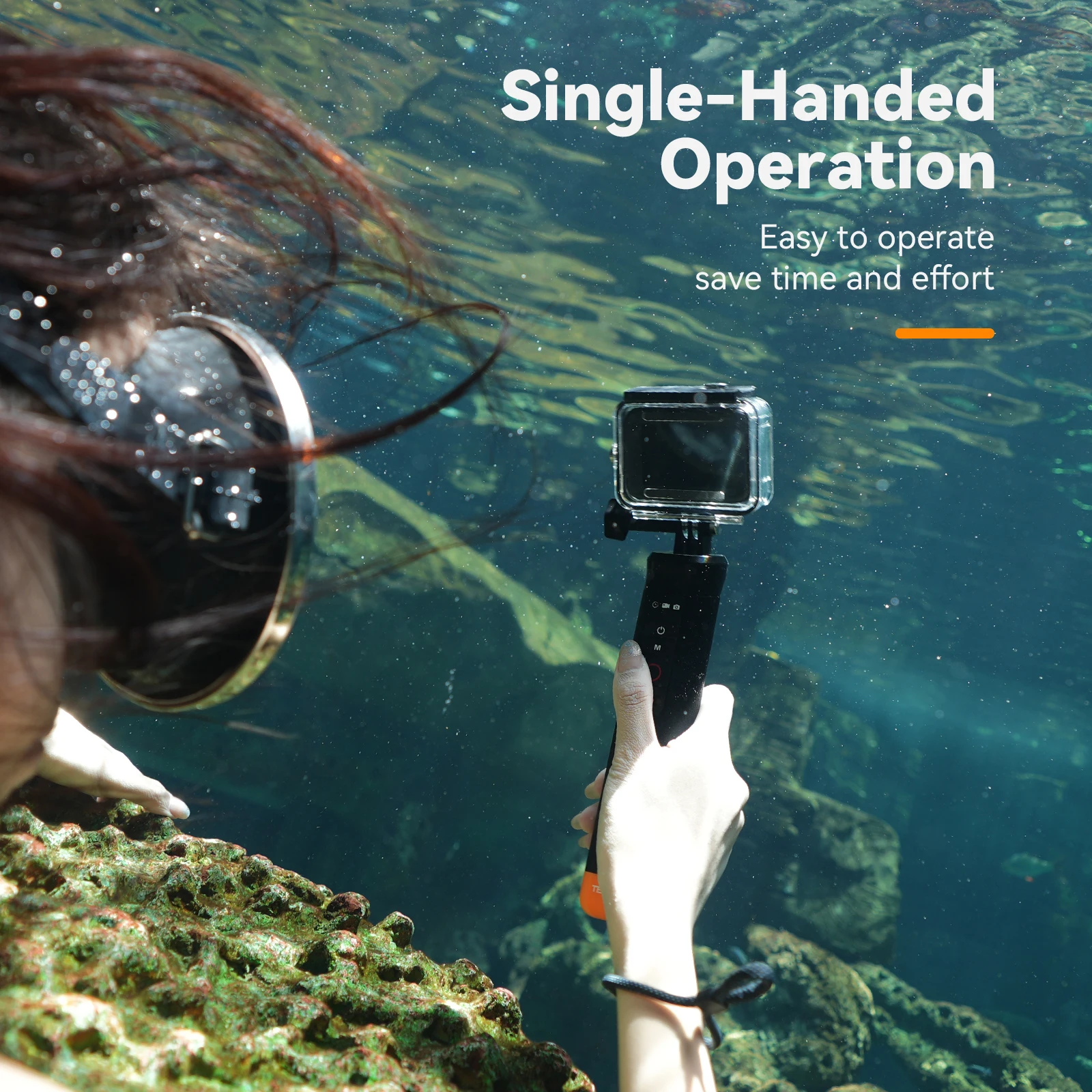 TELESIN barre de flottabilité Selfie bâton étanche Selfie bâton pour Gopro Hero 9 10 11 12 avec dragonne télécommande sans fil