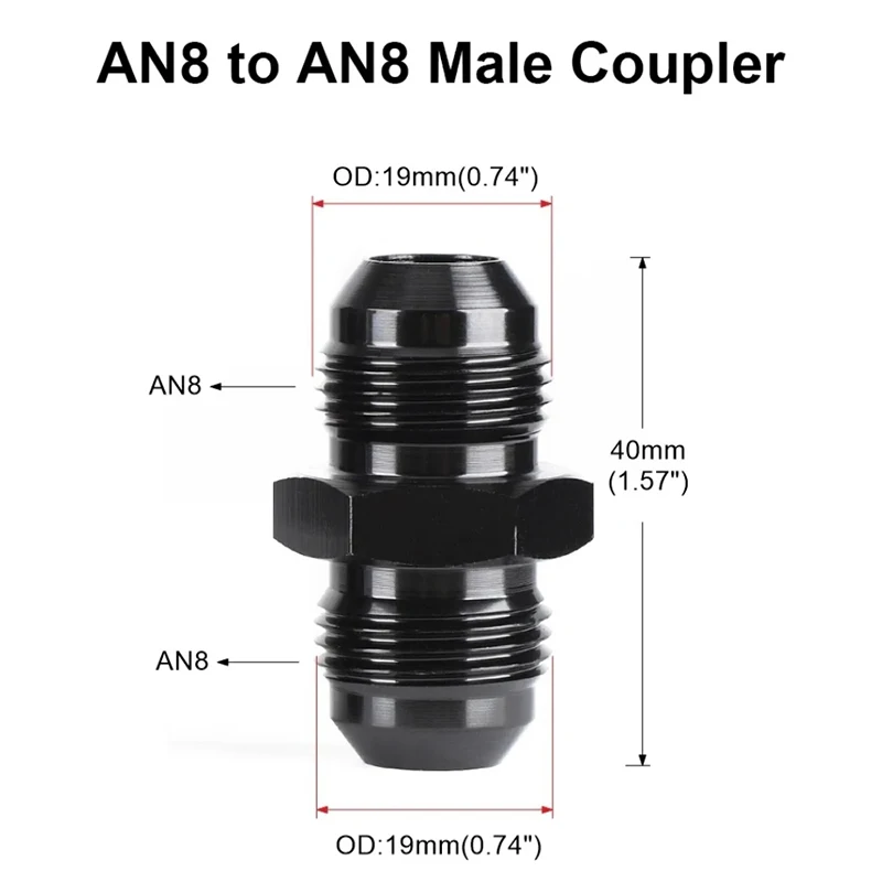 Fuel Hose End Adapter Joint  AN6 AN8 AN10 AN12 With The Same Model On Both Ends Threaded Oil Pipe Double Outer Thread Adapter