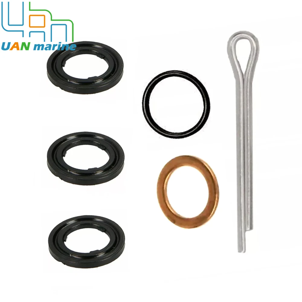 09168-10022 09168-12017 Oil & Gear Drain Plug Gasket with Propeller Nut Cotter Pin Repair KitFor Suzuki Outboard Seal Kit