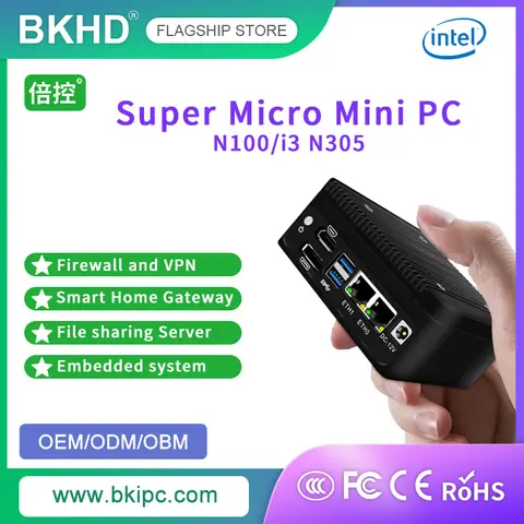 BKHD H9 2025 New Super Mini Host(101*101mm) Thin Client N100/i3 N305 DDR5 DP+HD 2*M.2 Cloud Computer NUC Firewall Router VPN