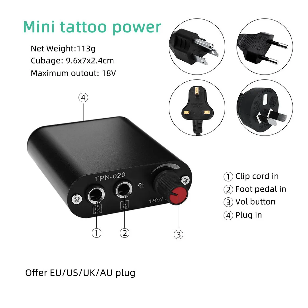 Tattoo Machine Set Black Power Supply Completed Tattoo Gun Kit Professional Rotary Maquina De Tatuagem Needles Grip Clip Cord