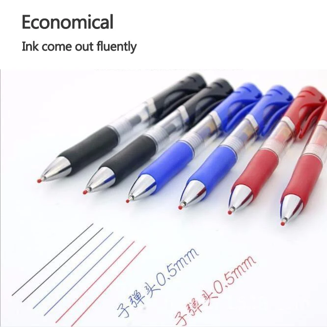 2 pens + 10 refills! Large Capacity 0.5mm Retractable Gel Pen Set Black/red/blue Ink Writing Office  School  Supplies Stationery image 2