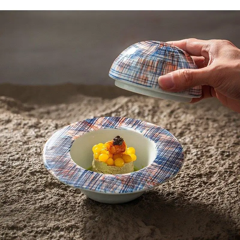 

Ceramic Bowl with Lid Planet Shaped Thick Soup Steamed Egg Dessert Bowls Restaurant Specialty Tableware