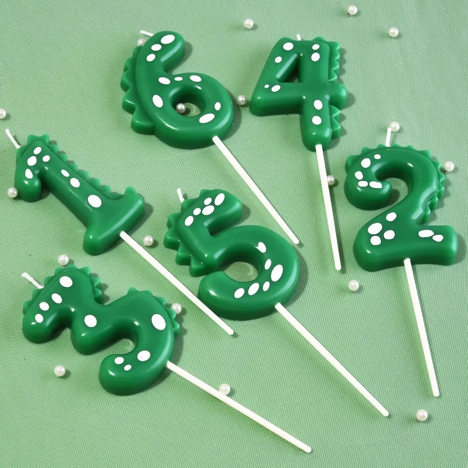 Green Dinosaur 1 3 4 5 6 7 8 9 0 Number Birthday Candle Boy Dinosaur Cake Number Candles Party Celebration Cute Decoration Boy