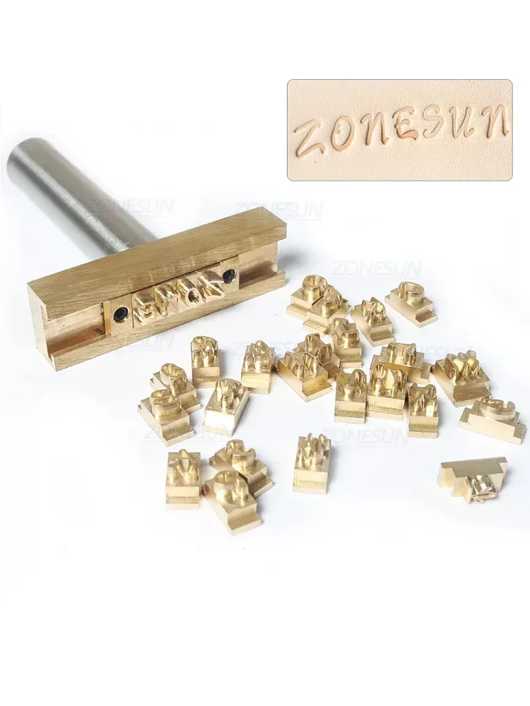 ZONESUN Foliedruk Letter Beweegbare Messing Mal Aangepast Logo Alfabet Symbool Druk Stempel Verlangen Gereedschap Branding Ijzer Leer - afbeelding 2