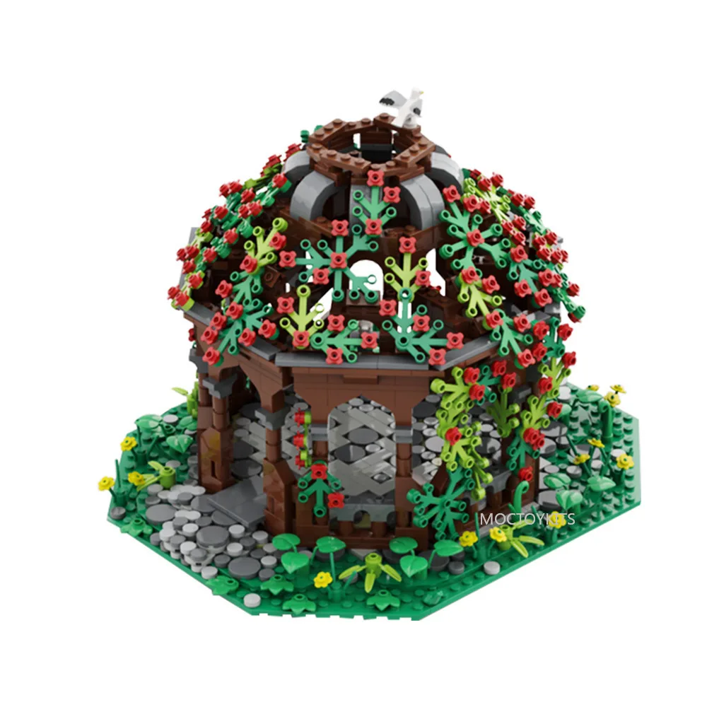 

MOC-124111 строительные блоки, средневековый павильон, модель здания, мелкие частицы, вид на улицу, набор строительных блоков, подарок