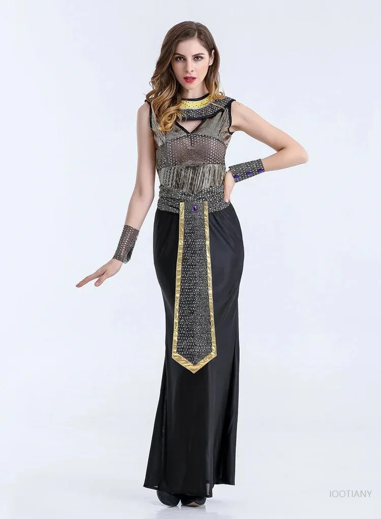 Halloween Purim Exotic Egyptian Pharaoh Cleopatra Cosplay Costume Day of the Dead Egyptian Mummy Evil Witch Masquerade Dress