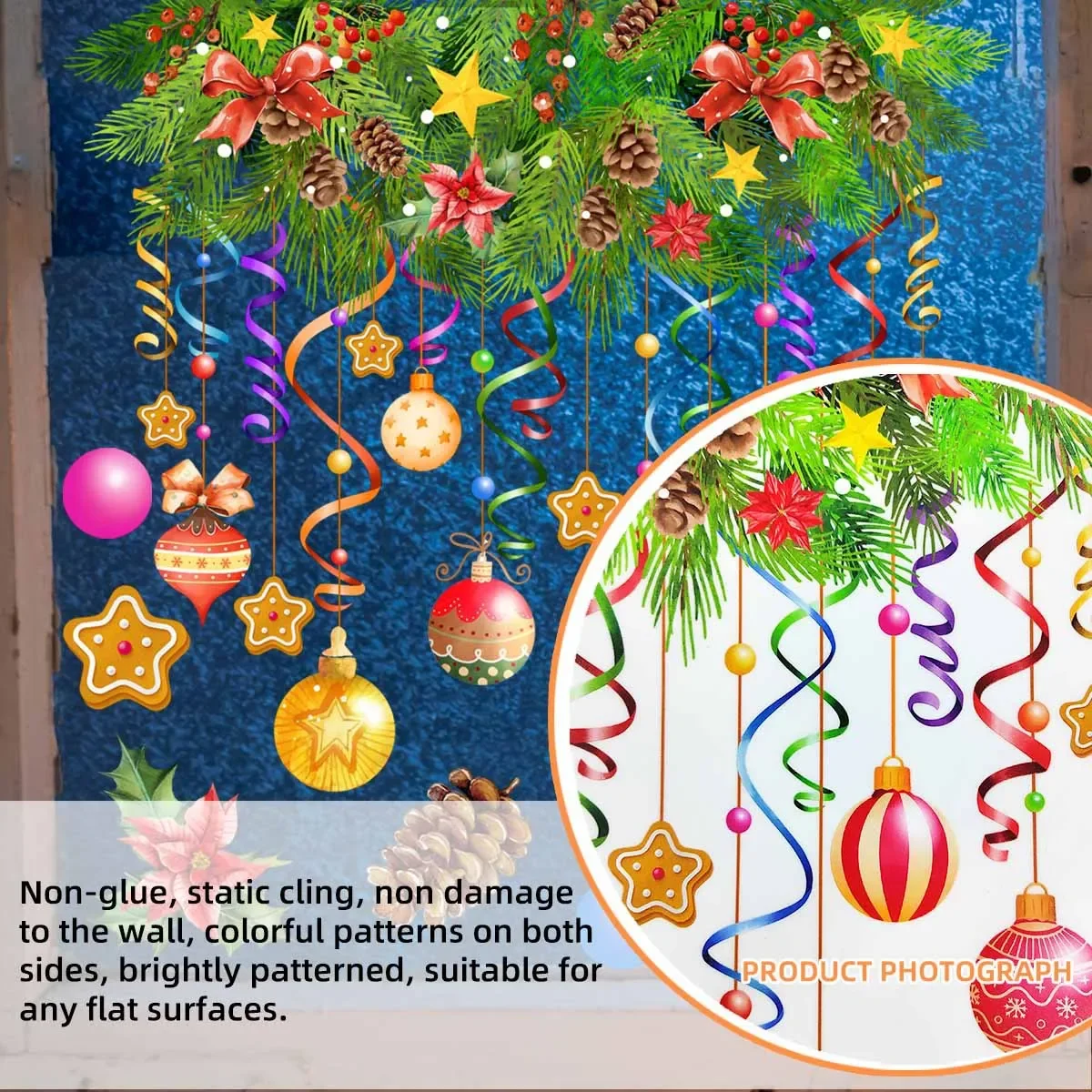 Christmas Decorations Clings PVC Stickers for Home Window Decals Electrostatic New Year Xmas Room Decor Stickers Double-sided
