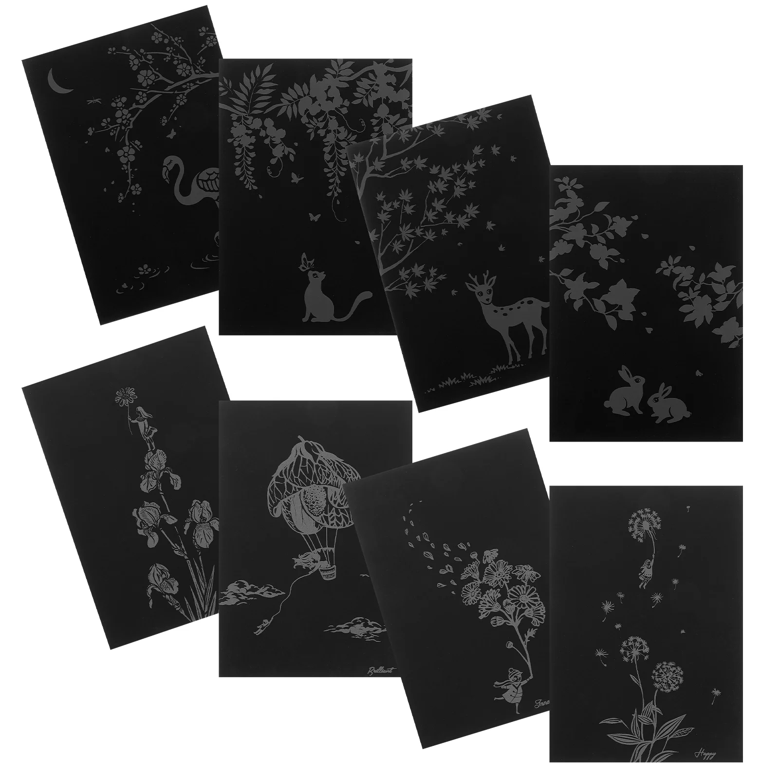 8 Pcs DIY Coloring Postcard Scratch Off Cards Painting Party Favors Gift Set Child