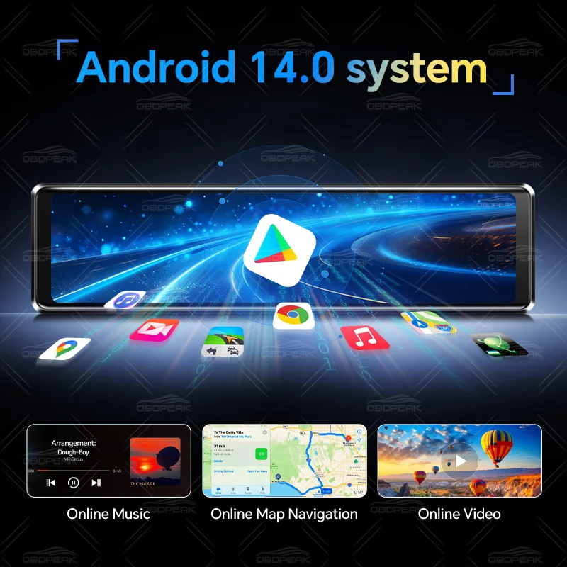 D90 RearView Mirror 4G Android 14 Car DVR GPS Navigation ADAS 1080P 4G+64G Carplay Android Auto Dashcam Video Recorder Dual Len view 3