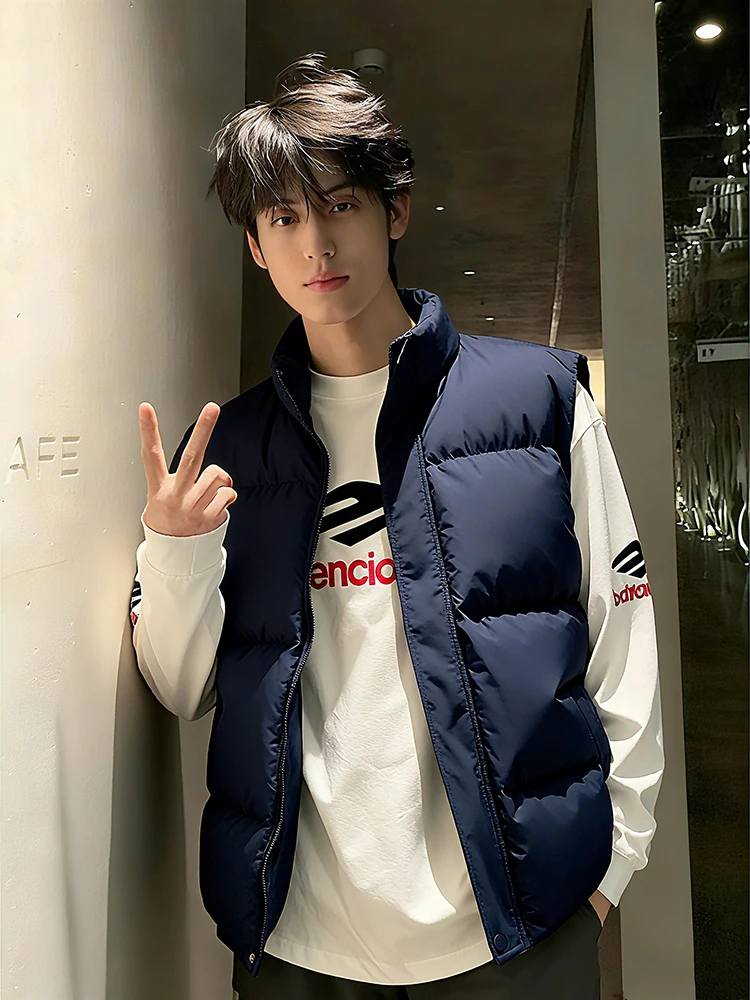 

Легкий пуховый жилет мужской зимний, безрукавка в американском стиле, короткая стеганая куртка из полиэфирного волокна на молнии