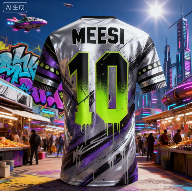 AI 3D Classic Fashion Graffiti Element Messi 10 # تي شيرت مطبوع ثلاثي الأبعاد من سلسلة تذكارية للمروحة قميص سريع الجفاف في الهواء الطلق #4