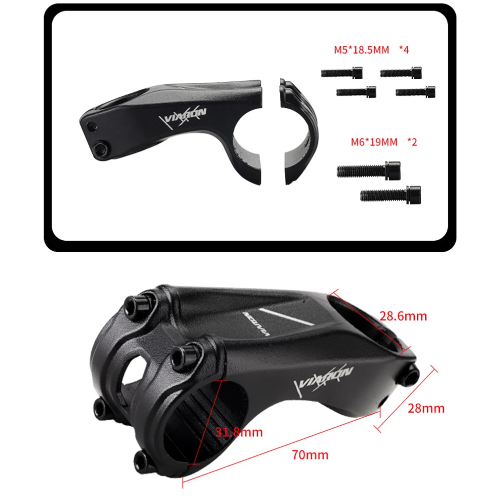 Mtb Bicycle Handlebar Stem 31.8mmx70mm 17 Degree XC Mountain Bike Handle Bar Stem For 28.6mm Front Fork Cycling Accessory Parts