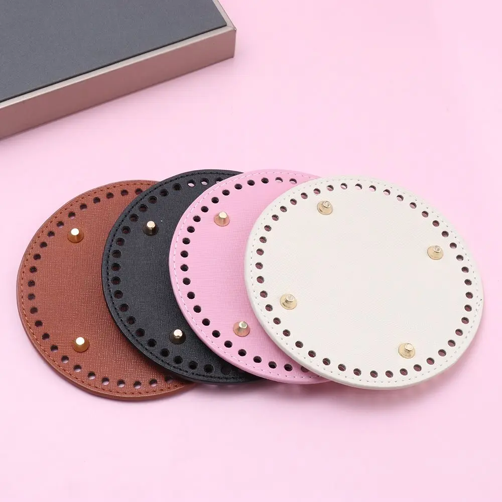 Bag Parts With 52 holes Crochet Bag Handmade Bottom PU leather Bag Accessories for Knitted Bag Long Bag Bottom