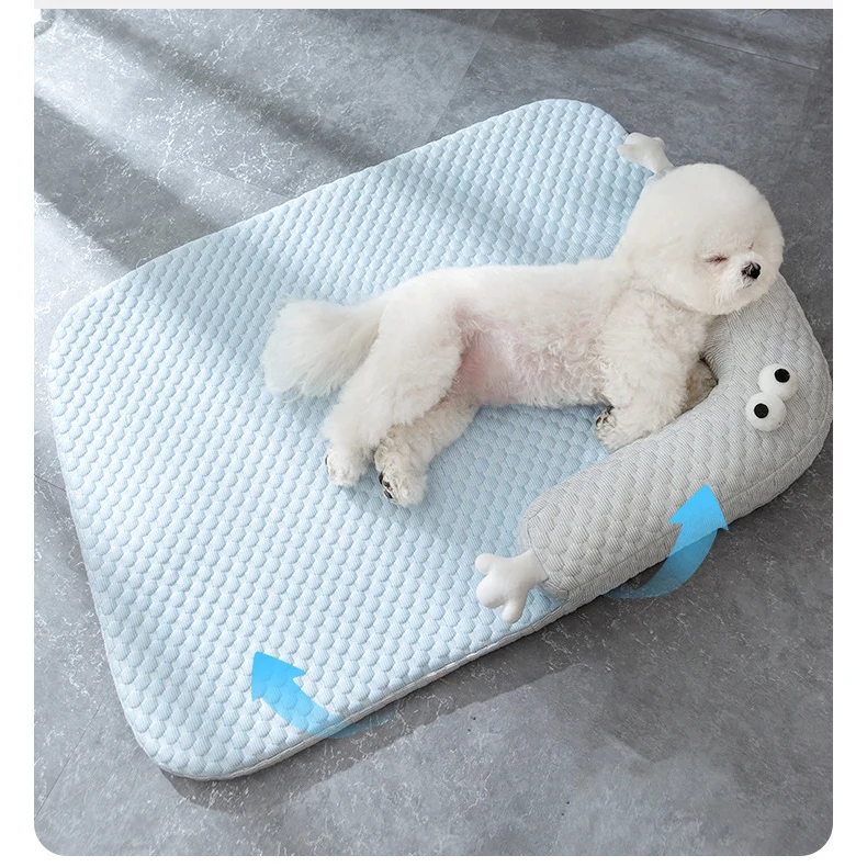 Cute Monster Summer Dog Beds Breathable Mats Pet Ice Pad Moisture Proof Cooler Dog Cooling IceMat Bed