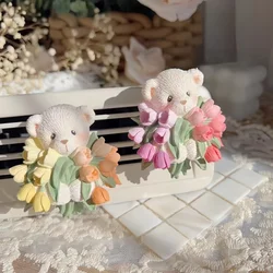 Bear Tulip Flower Aromatherapy Gypsum Silicone Mold Creative Epoxy Resin Ornament Decoration Plaster Mould