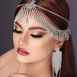 Stonefans Bling Indian Forehead Chain Rhinestone Headband Headpiece for Women Crystal Hair Ornament Jewelry Wedding Hairpieces