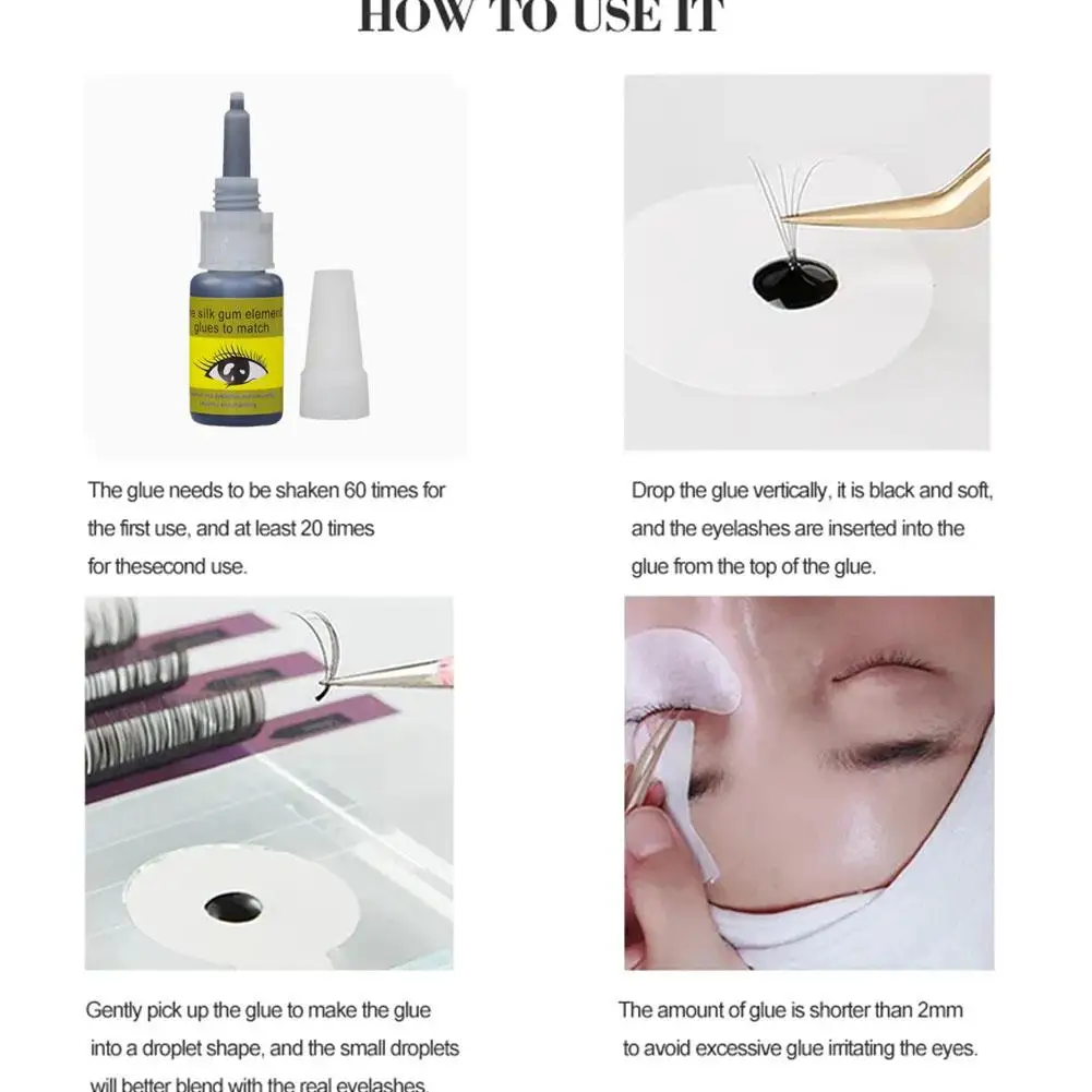 1 SZT. 10ML Profesjonalny Czarny Klej do Przedłużania Sztucznych Rzęs do Ćwiczeń, Narzędzie do Makijażu, Klej do Upiększania, Wysycha w 15 do 20 Sekund