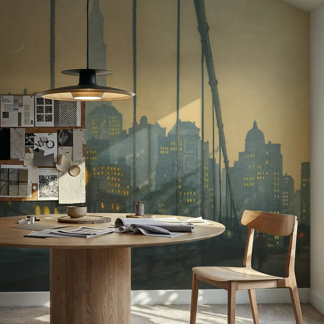 Custom New York Brooklyn bridge 1927 Illustration Large Peel and Stick Mural Wall Decor