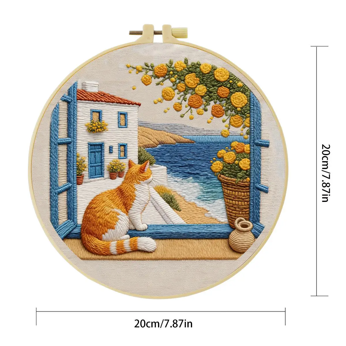 1 Stück 20X20CM/15X15CM 7,87/6,3 Zoll Katzen-Stickerei-Starter-Kit DIY-Kit DIY-Stickerei-Set Handarbeiten Heimdekoration Nadelkunst – Detail 4