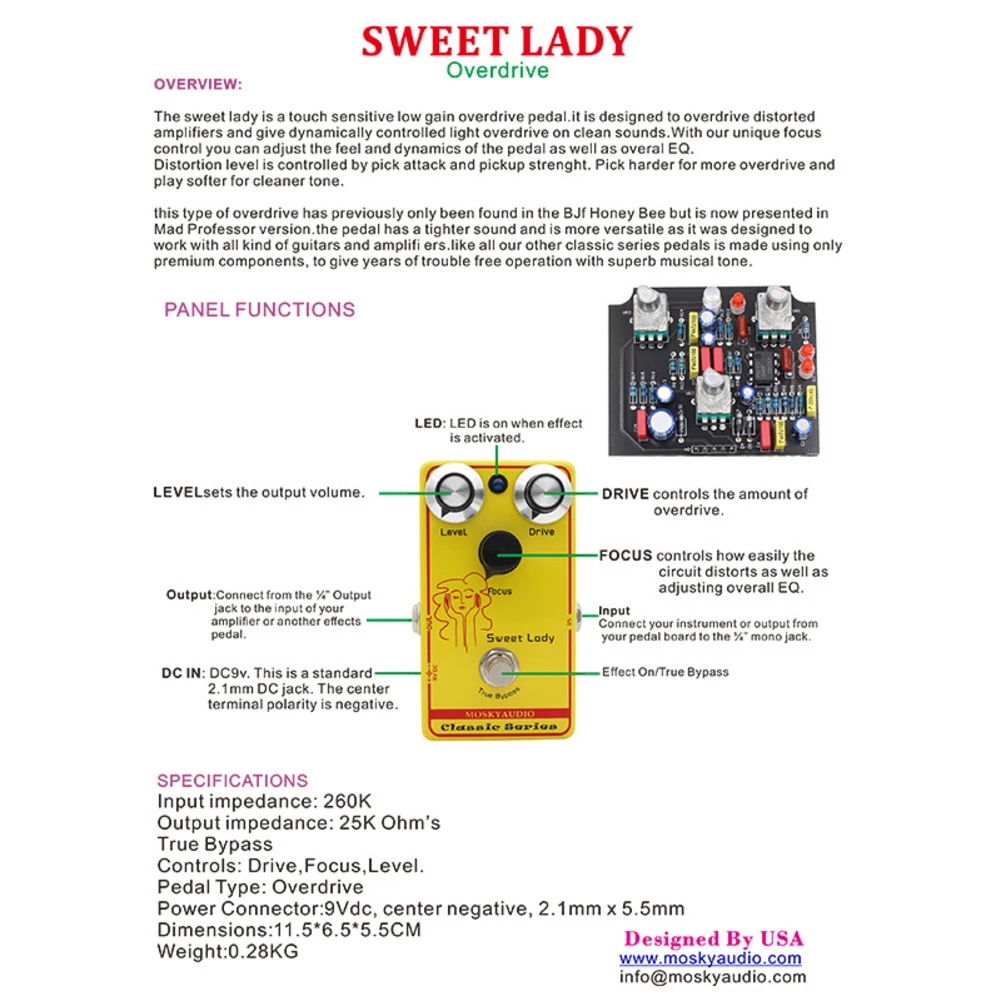 1pc ギターエフェクトペダル 11.5 × 6.5 × 5.5 センチメートル金属過負荷ディストーションリバーブ遅延効果デバイス MoskyAudiol ElectricGuitar 部品