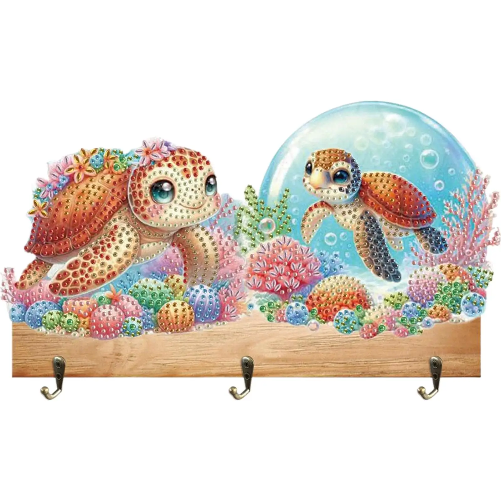 

Sea Turtle Wood DIY Diamond Painting Hanging Hook No Hole Punching Wall Decor