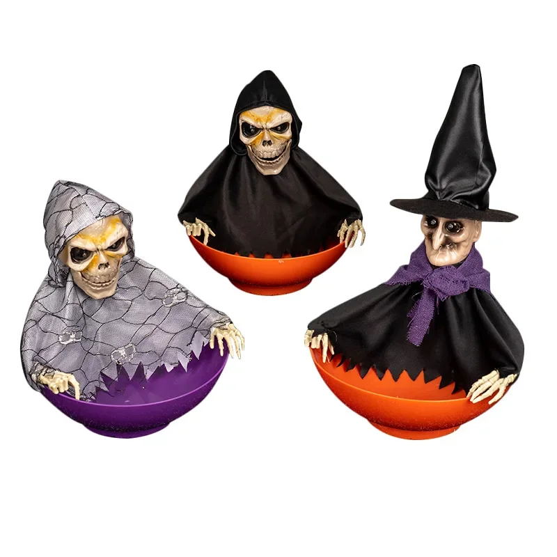 Halloween Electric Fruit Bowl, Ghost Party Props, Props Light, Swing, Induction, Sound, Telescopic, Festival Arrangement