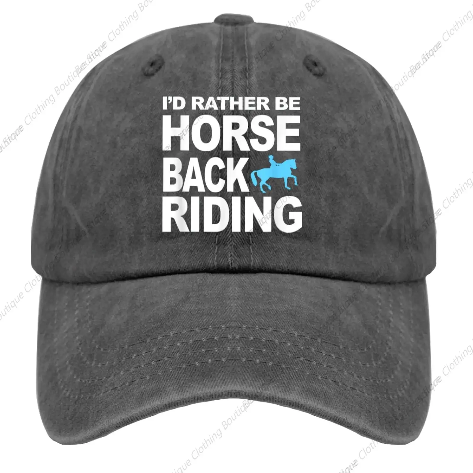 

I'd rather jump on horseback Horseback Riding Acrobatic Trucker Hat Mens Hats Mens Golf Cap with Black Pigment