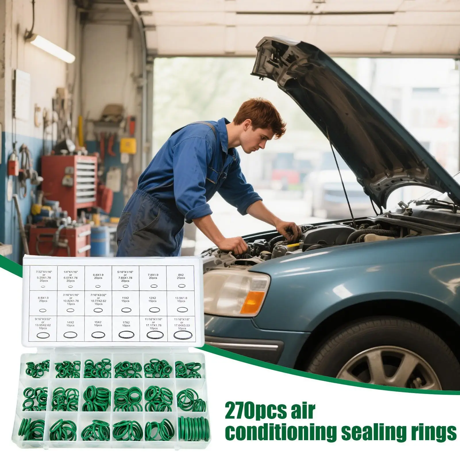 

Уплотнительные кольца переменного тока, резиновые 270 шт., комплект уплотнений переменного тока, автомобильные запасные части для вакуумного аэрографа, кондиционера, двигателя RV, коллектор HVAC