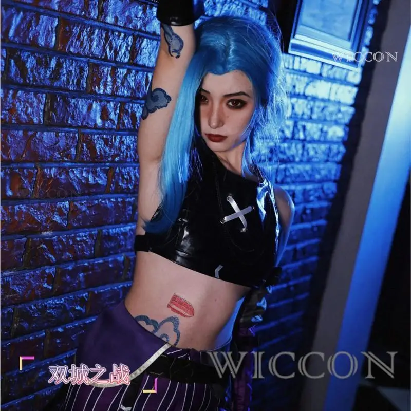 Anime Crit Loli Jinx Cosplay Arcane kostium peruka mundur seksowne stroje Halloween kostiumy karnawałowe ubrania dla kobiet dziewcząt