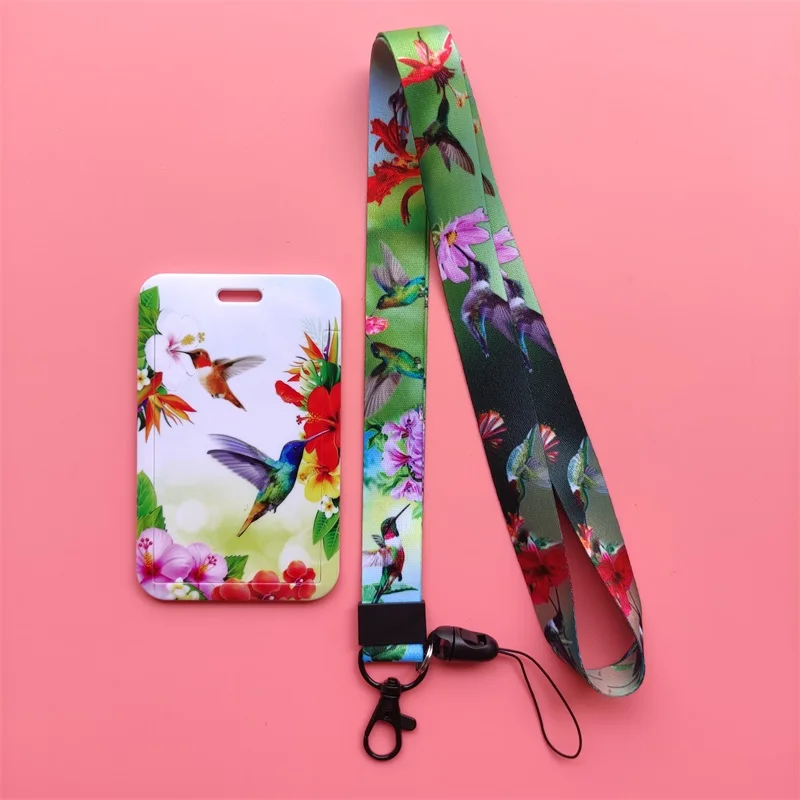 Colibrí con identificación de nombre para mujer, funda con insignia de negocios, marco de ABS, funda para empleado, cordón para estudiante, tarjetero