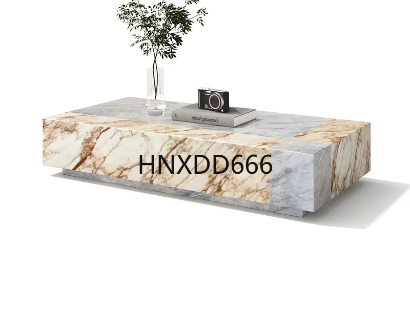 

Pure Natural Marble Coffee Table TV Cabinet Color Matching Artistic Fashion Italian Style
