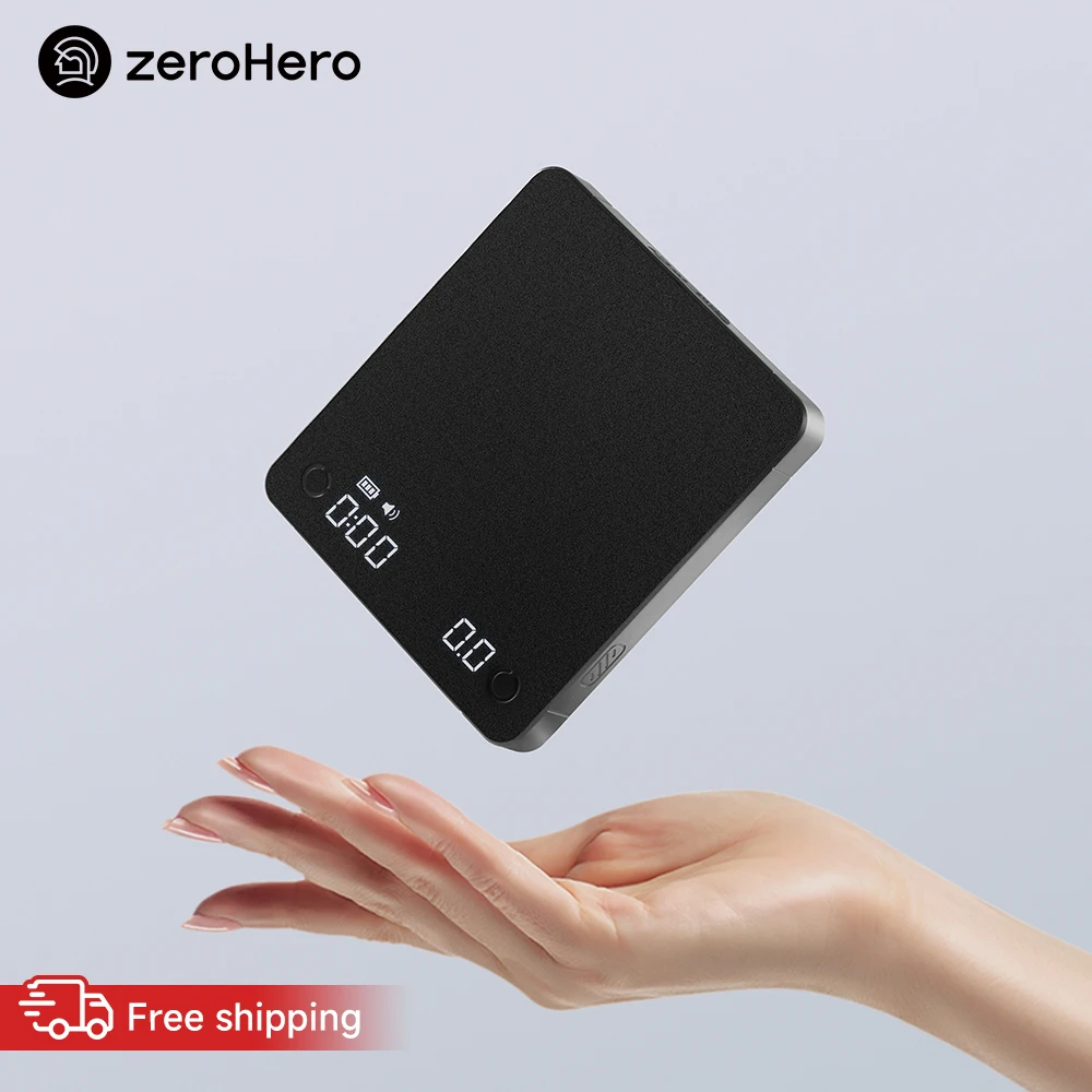 zeroHero Mini Espresso Scale 0.1g High Precision 2000g Digital Brew Scale with Ratio Timer for Home Barista Coffee Brewing USB C