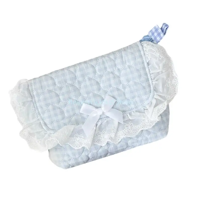 Y88Bコットンレーストリムペンシルケースクロスボディショルダーバッグ、学生女性のための取り外し可能なショルダーストラップメイクアップオーガナイザー