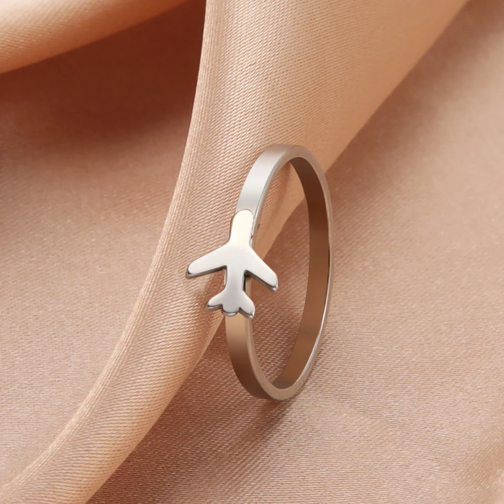 Kkjoy Mode Silber Farbe Edelstahl Flugzeug Liebe Paar Set Ring Für Frauen Blitz Einstellbare Schmuck Geschenk Großhandel – Detail 17