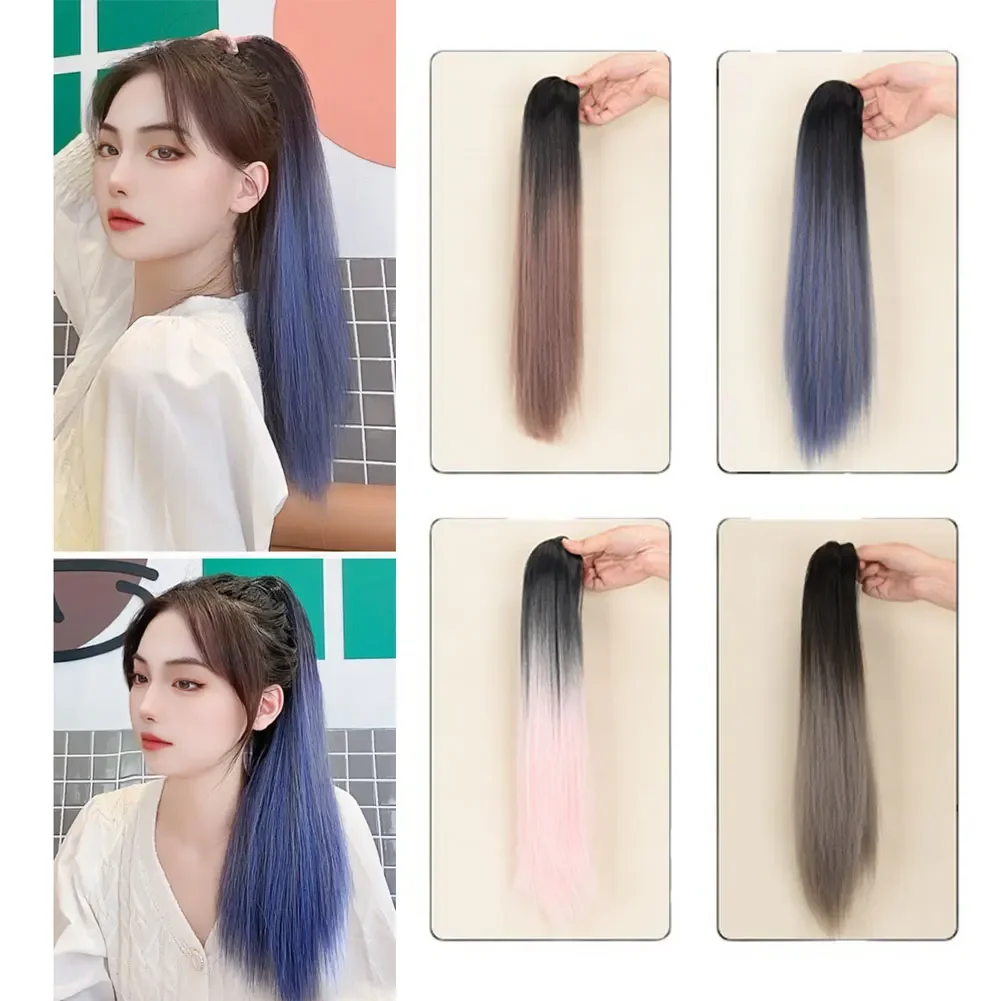 Long Wavy Straight Claw Clip On Ponytail Hair Extension Synthetic Ponytail Extension Hair For Women Pony Tail Hair Hairpiece