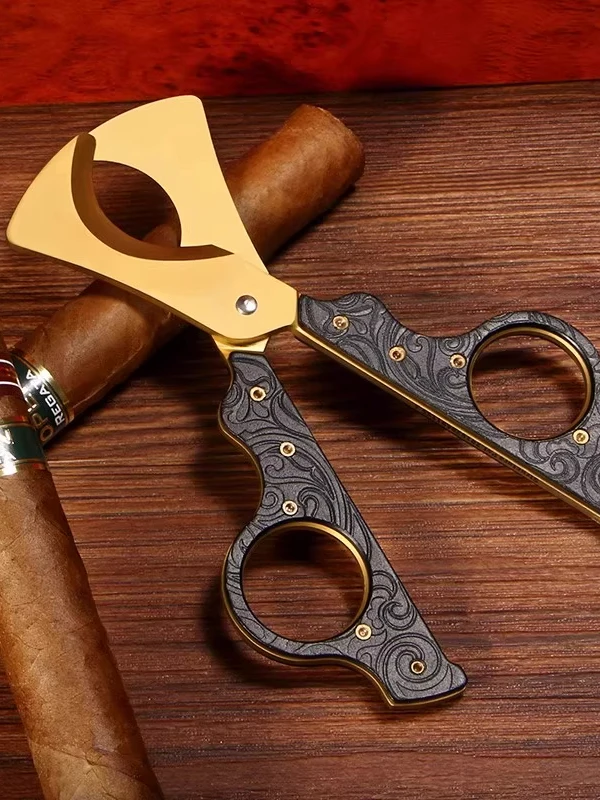 

Jifeng Seasonal Wind Stainless Steel Cigar Cutter Sharp Relief Design Cigar Knife with Case Gift Box Cigar Scissors