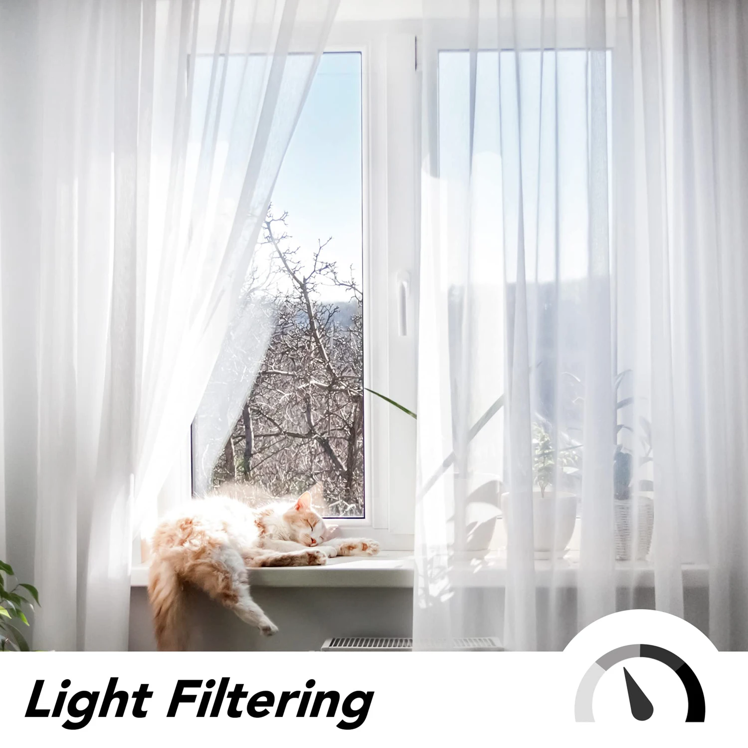 طقم لوحتين ستائر وستائر بيضاء شفافة جروميت لتصفية الضوء العلوي لنافذة غرفة المعيشة وغرفة النوم علاجات أنيقة