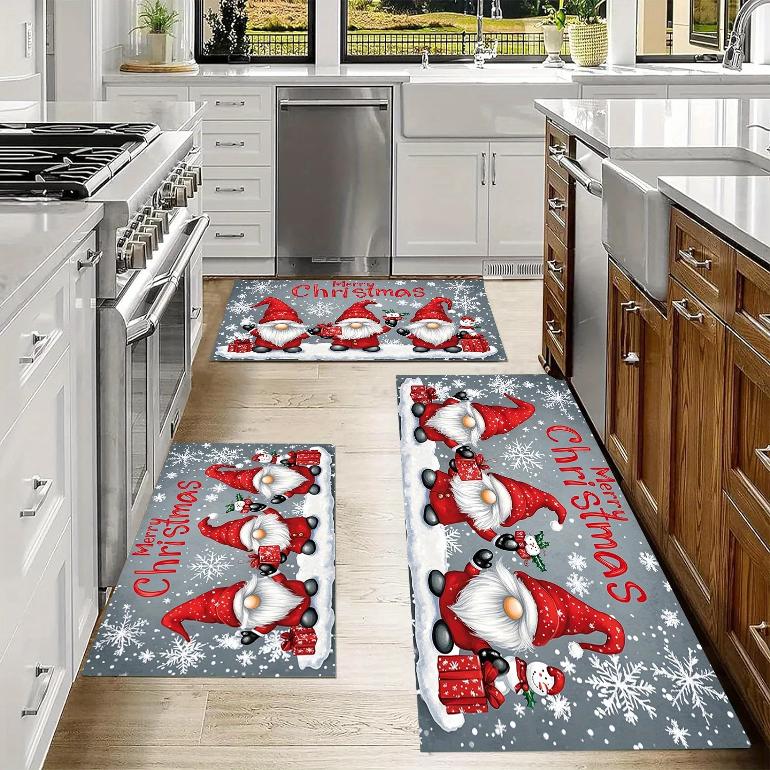 Grey Blue Christmas Gnome Door Carpet Mat Snowman Red Bedside Hallway Laundry Room Sofa Side Bathroom Kitchen Bedroom
